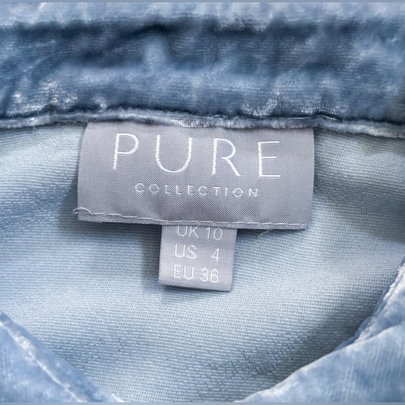 J Jill Pure Collection Light Blue Crushed Velvet Shirt 4 S Festival Fairy Core - Picture 3 of 5